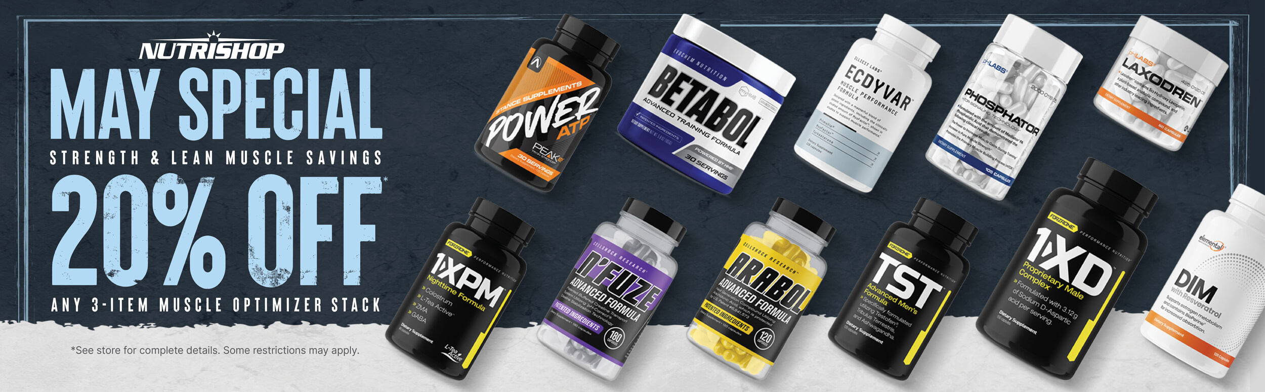 may special strength and lean muscle savings 20% off any 3 item muscle optimizer stack