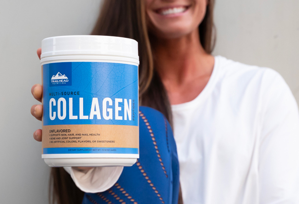 Image of athlete holding Multi-Source Collagen Peptides